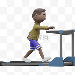 黑人男性跑步机运动姿势动作帅气