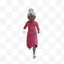 总统慢跑图片_3D黑人女性老太太帅气慢跑姿势形