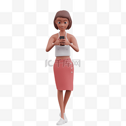 女性走路玩手机姿势