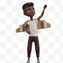 3d黑人男孩图片_3D黑人男孩帅气飞翔