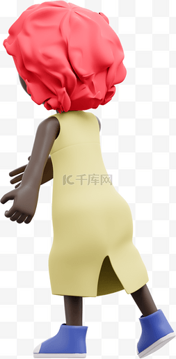 唯美黑人女性3D走路形象