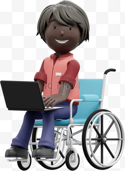 女人坐轮椅图片_黑人女性漂亮坐轮椅办公姿势元素
