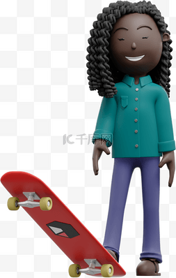 漂亮动作黑人女性炫酷滑板姿势惊