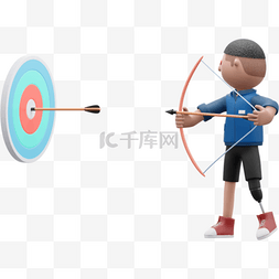 射箭运动图片_帅气拉弓射箭的3D白人男性靶中之
