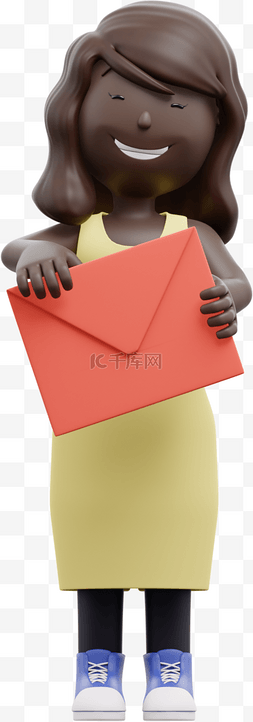漂亮的黑人女性写信持着信封的姿