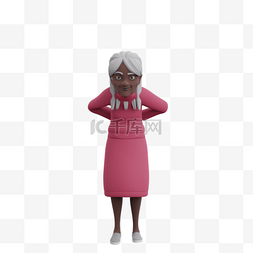 黑人女性老太太的优雅弯腰姿势