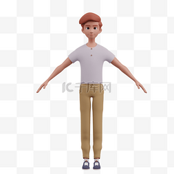 3D白人男性站立姿势形象
