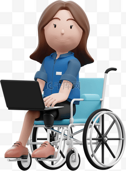 坐轮椅的女人图片_漂亮的女人使用电脑坐在轮椅上