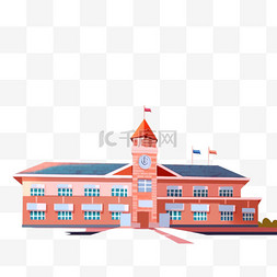 白色建筑背景图片_教学楼学校元素手绘