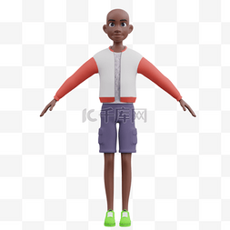 帅气黑人男性直立姿势3D形象