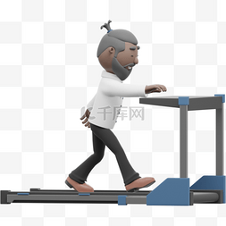 黑人男性跑步机运动形象
