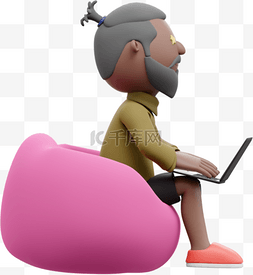 excel文档办公自动化图片_帅气自由办公男人玩电脑3D棕色懒
