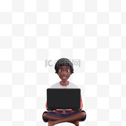 黑人男性坐姿电脑动作