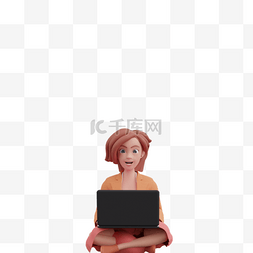 白人女性坐姿电脑动作