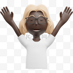 黑人女性举手庆祝