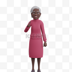 黑人女性老太太竖大拇指动作元素