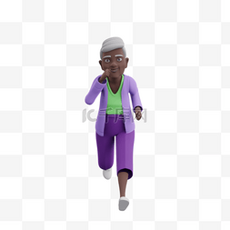 黑人女性老太太帅气慢跑姿势动作