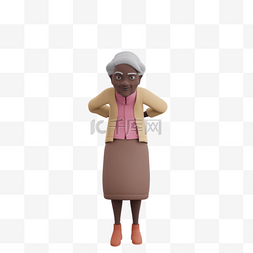 黑人女性老太太检查观察的弯腰姿