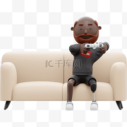 男性玩游戏图片_帅气黑人男性坐沙发酷玩游戏手柄