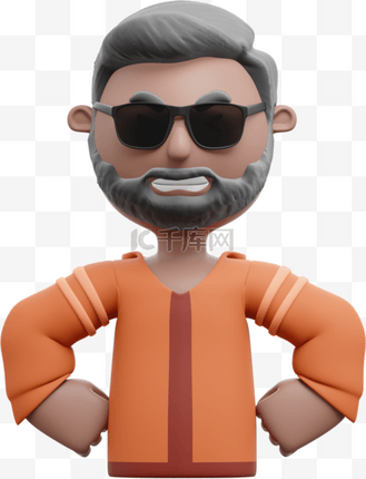 帅气男人生气叉腰3d形象