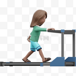 3D棕色女性跑步机运动形象