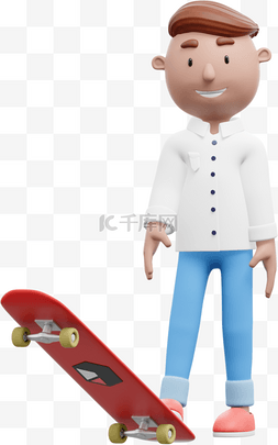 精彩案例图片_3D白人男性滑板形象男人帅气滑板