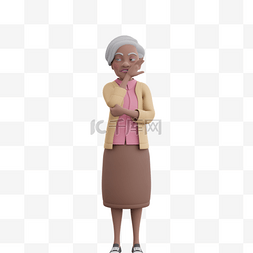 棕色女性老太小声说话3D动作形象