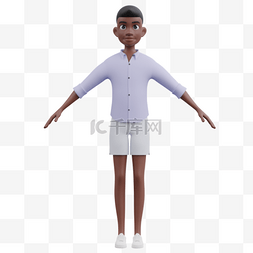 直立图片_3D帅气黑人男性直立站姿形象