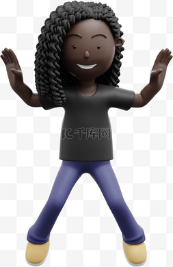 3D黑人女性展示优美姿态张开双手