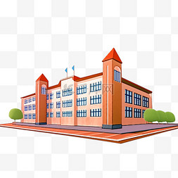 学校建筑手绘教学楼元素