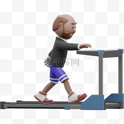 跑步机形象3D棕色男性跑步