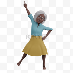 黑人女性老太太高兴庆祝动作元素