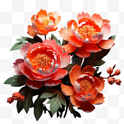 国庆节红色牡丹花装饰花朵节日美