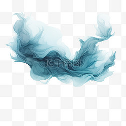 免抠烟雾图片_线条水蓝色曲线烟雾抽象AI元素免