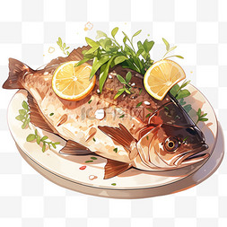清蒸小鱼图片_中国清蒸鱼食物AI元素立体免扣图