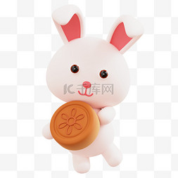 3D兔子图片_3D中秋玉兔月饼