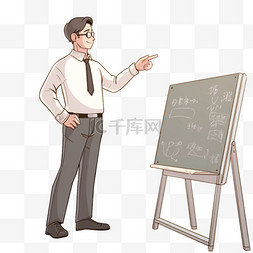 五线谱黑板图片_手绘元素音乐男性老师上课