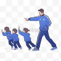蓝色学生背景图片_体育课跑步的学生手绘元素