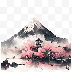 水墨风景国画中国风AI元素立体免