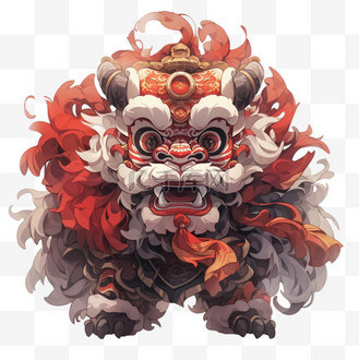 免抠元素舞狮中国绘画动漫风ai手绘元素免扣图案个人vip和企业vip免费