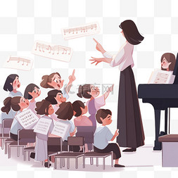 音乐老师给孩子上课手绘元素