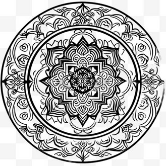 花纹纹饰圆形黑白线条ai元素免扣装饰图案