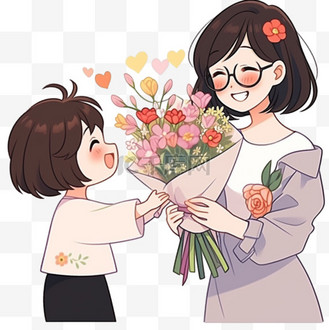 送花卡通教师节元素企业vip免费下载免抠元素教师节节日学生献花给