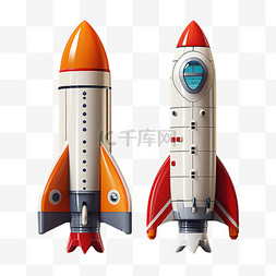 火箭装饰素材图片_火箭模型航空两支免扣元素装饰素