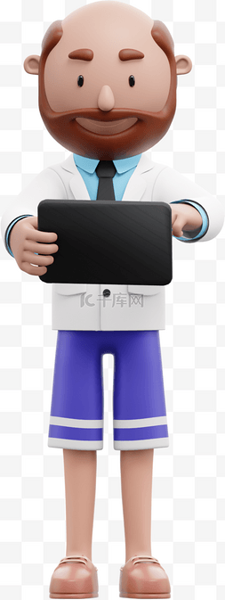 平板电脑3d图片_3D白人男性使用平板的帅气姿势与