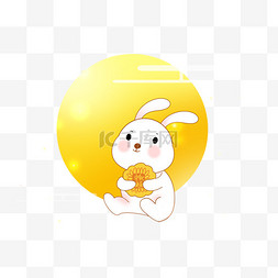 月饼快乐图片_中秋节赏月吃月饼玉兔