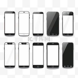手机蓝牙截图图片_智能手机向量。黑白设备。截图模