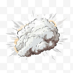 闪电和云图片_喜剧能量爆炸。卡通火焰烟云、速