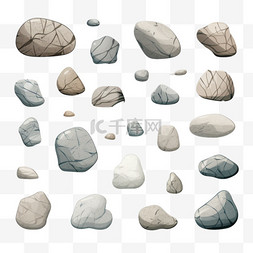 群组卡通图片_岩石和石头元素