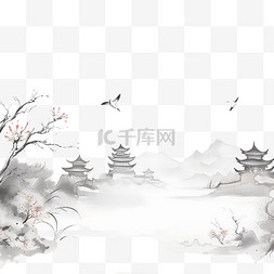 手绘插画风背景图片_水彩画中式背景